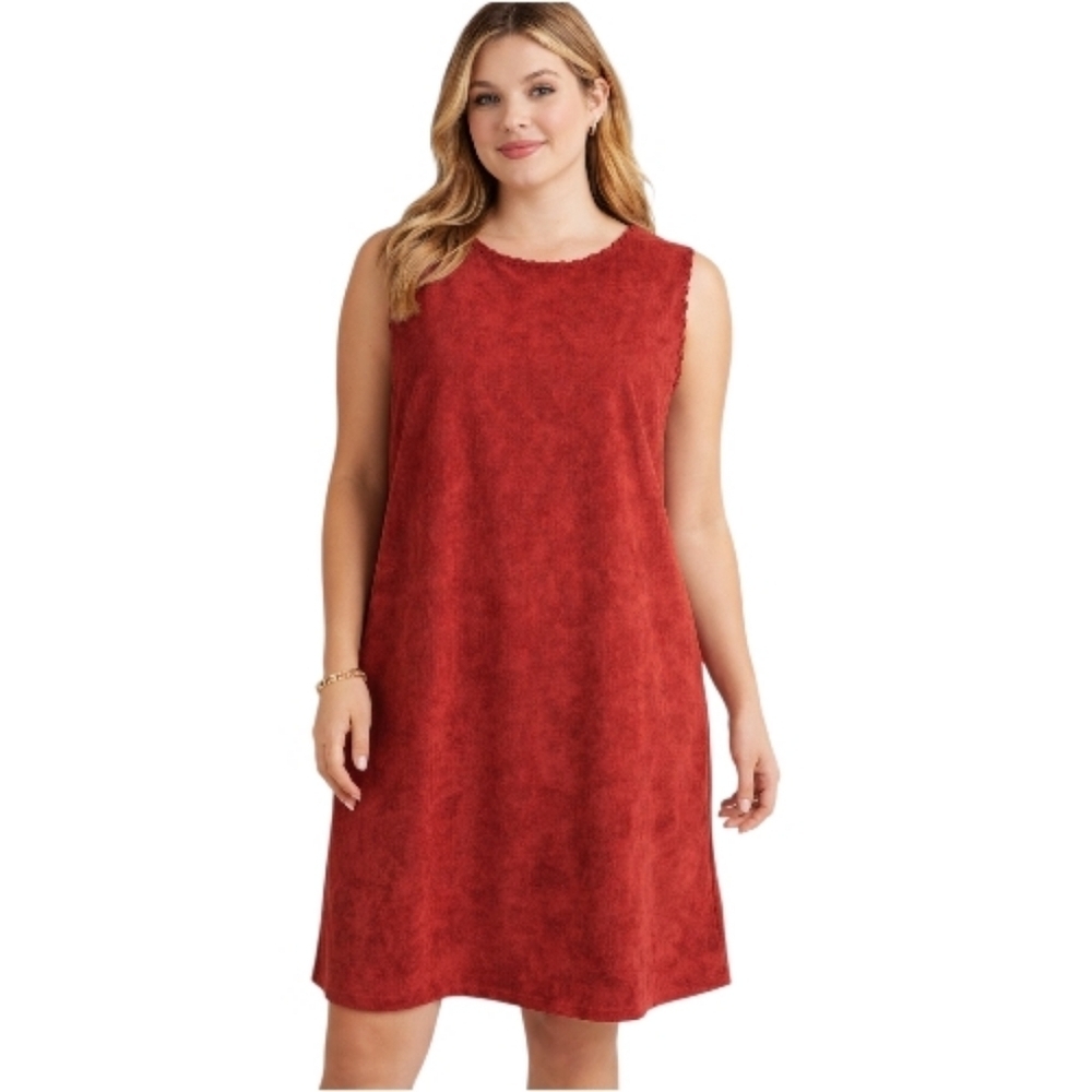Sugarlips Rust Sheath Midi Dress Sleeveless Faux Suede Size Medium